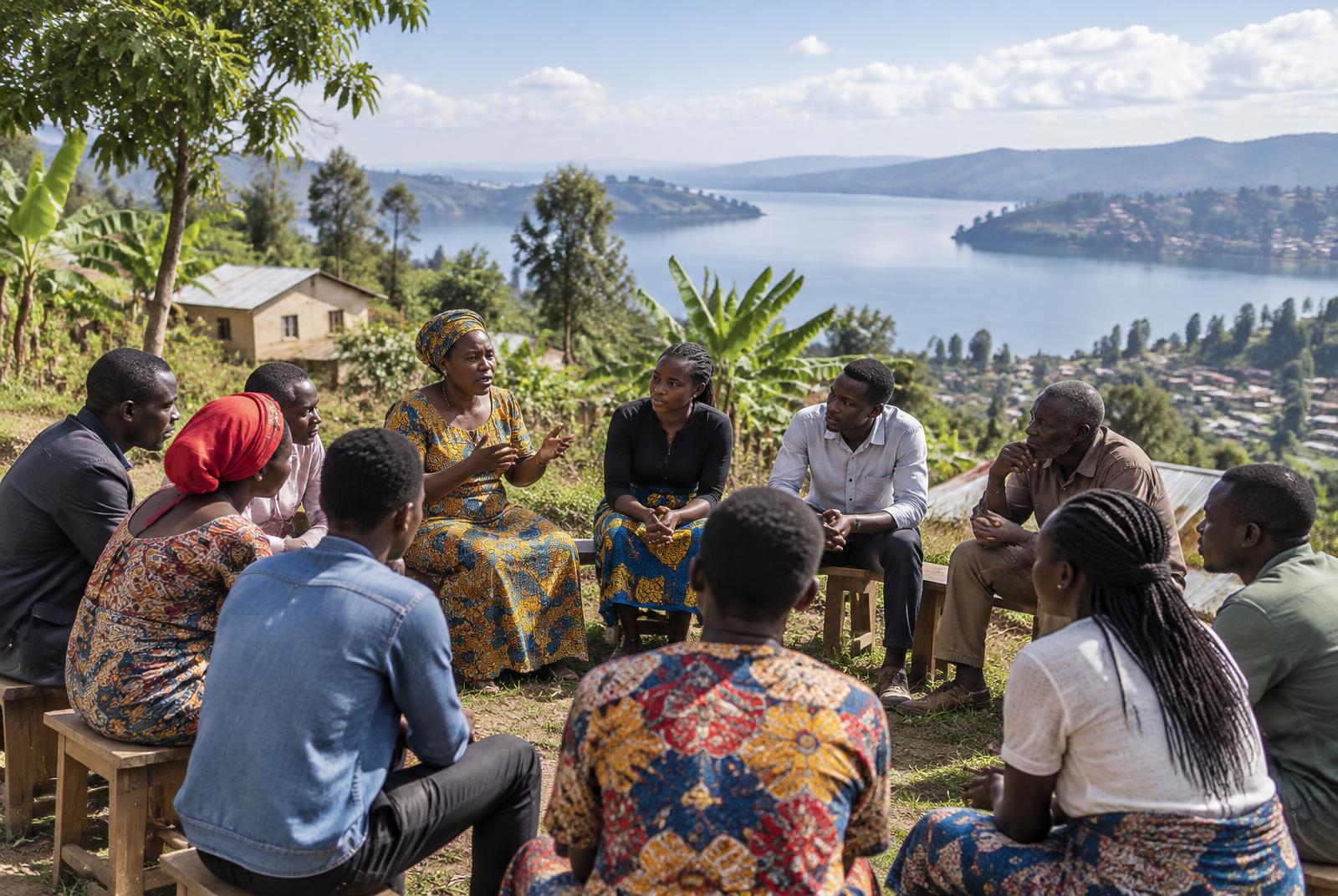 Dialogue communautaire sur les hauteurs de Bukavu, au bord du lac Kivu